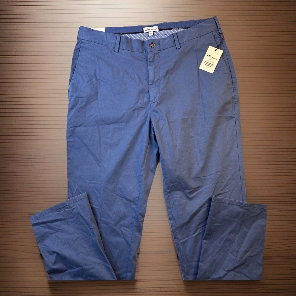 Peter Millar Crown quality style Blue cotton silk blend golf pants  NWT Size 34